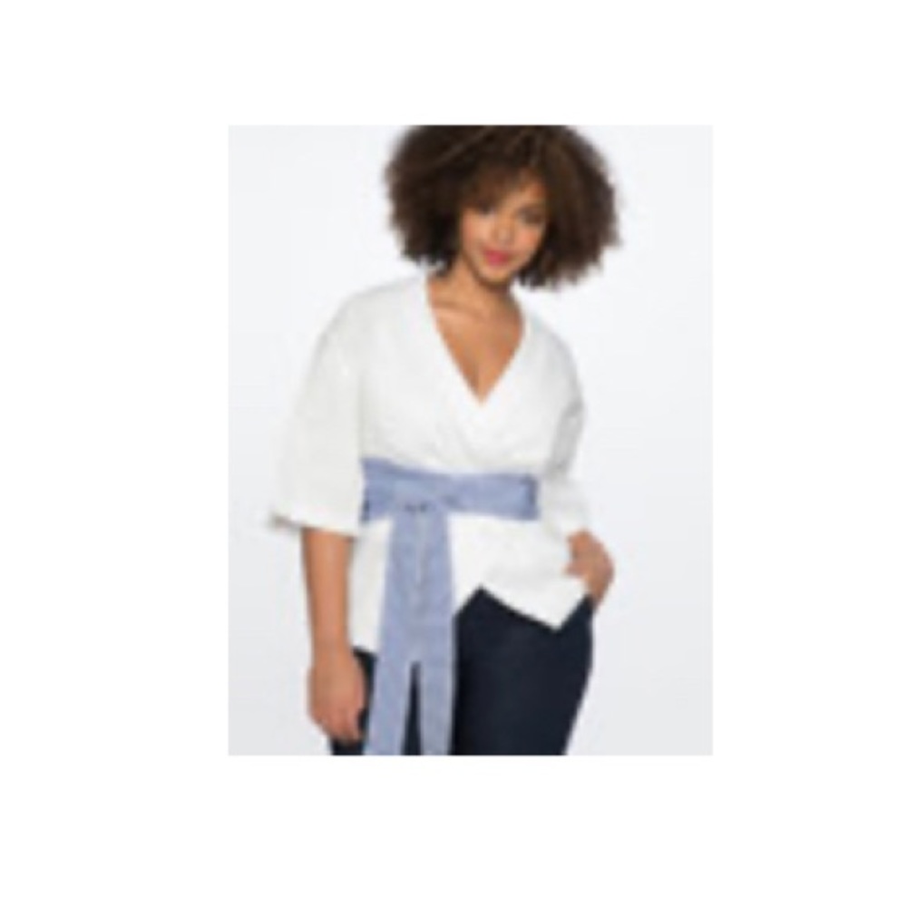 White Top with Striped Belt